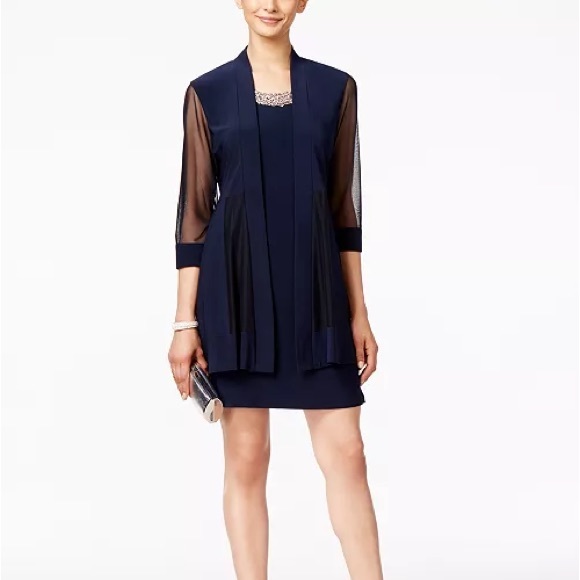 R&M Richard’s Embellished Dress and Illusion Duster Jacket Size 12 - Picture 1 of 7